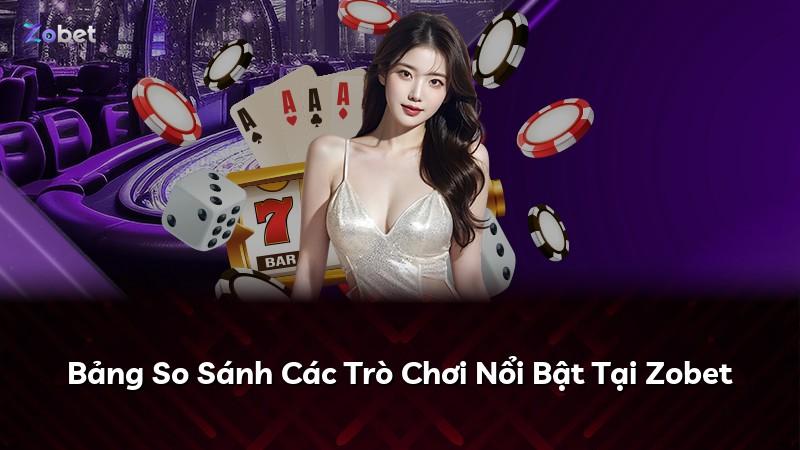 Bảng So Sánh Các Trò Chơi Nổi Bật Tại Zobet